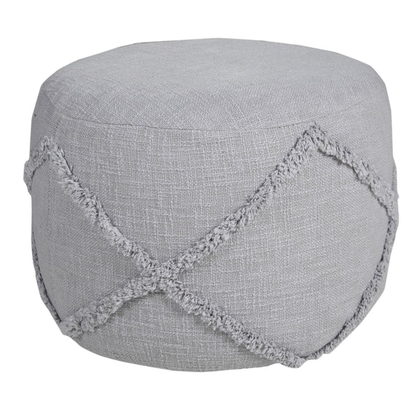 Homeroots 18" Gray 100% Cotton Ottoman Light Gray Cotton 517940