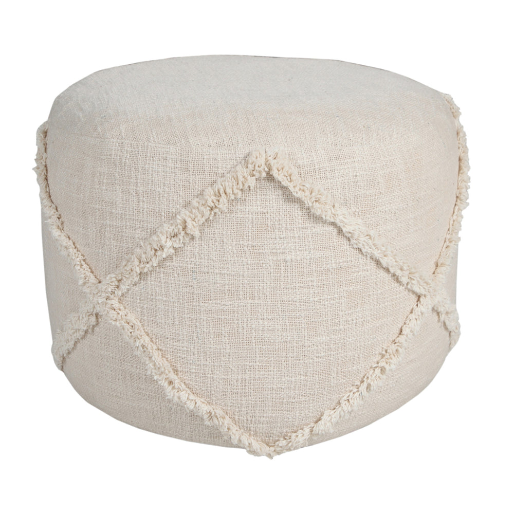 Homeroots 18" Cream 100% Cotton Ottoman Beige Cotton 517941