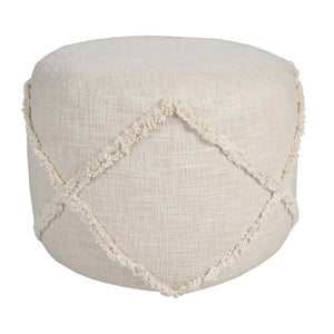 Homeroots 18" Cream 100% Cotton Ottoman Beige Cotton 517941