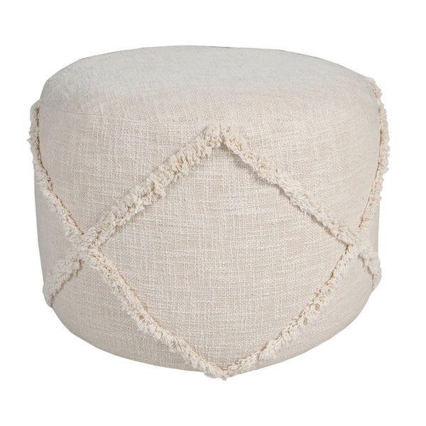 Homeroots 18" Cream 100% Cotton Ottoman Beige Cotton 517941