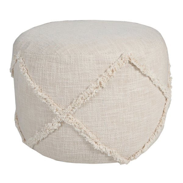 Homeroots 18" Cream 100% Cotton Ottoman Beige Cotton 517941