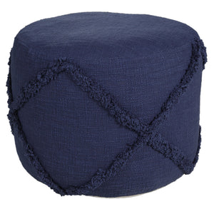 Homeroots 18" Blue 100% Cotton Ottoman Navy Blue Cotton 517943