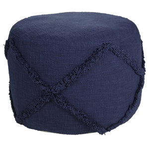 Homeroots 18" Blue 100% Cotton Ottoman Navy Blue Cotton 517943