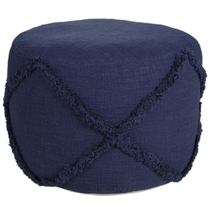 Homeroots 18" Blue 100% Cotton Ottoman Navy Blue Cotton 517943