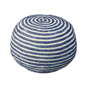 Homeroots 20" Blue Jute Ottoman Blue,White Jute 517944