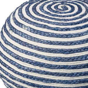Homeroots 20" Blue Jute Ottoman Blue,White Jute 517944