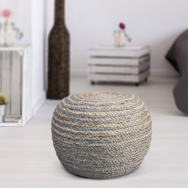 Homeroots 20" Gray Jute Ottoman Natural,Tan Jute 517945