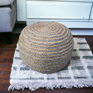 Homeroots 20" Gray Jute Ottoman Natural,Tan Jute 517945