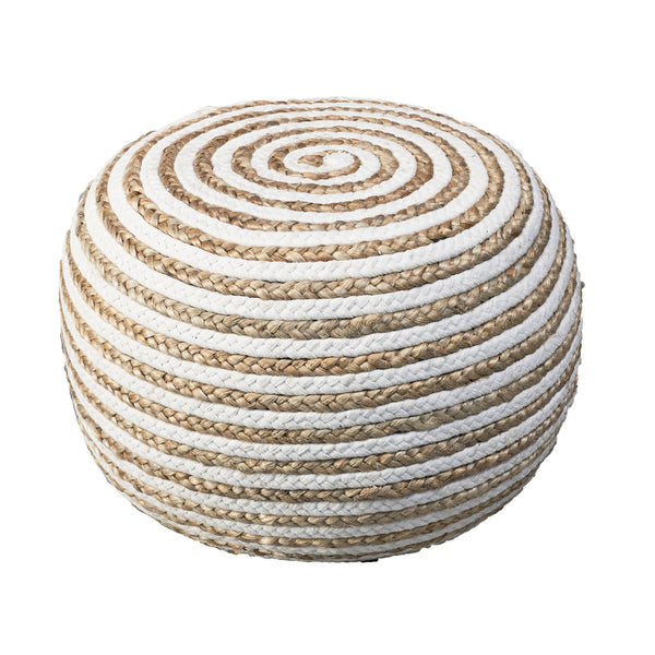 Homeroots 20" White Jute Ottoman Natural,White Jute 517946