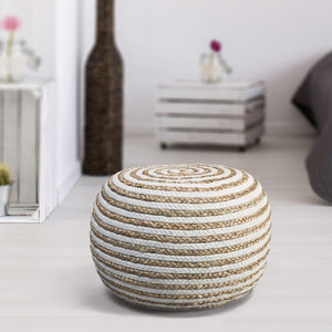Homeroots 20" White Jute Ottoman Natural,White Jute 517946