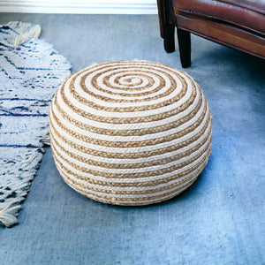 Homeroots 20" White Jute Ottoman Natural,White Jute 517946