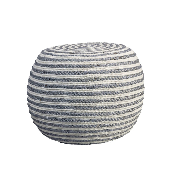 Homeroots 20" Gray Jute Ottoman Grey,White Jute 517947