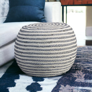 Homeroots 20" Gray Jute Ottoman Grey,White Jute 517947