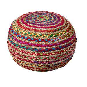 Homeroots 20" Multicolored Jute Ottoman Multi Jute 517948