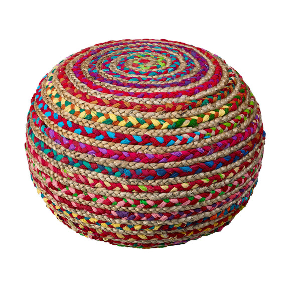 Homeroots 20" Multicolored Jute Ottoman Multi Jute 517948