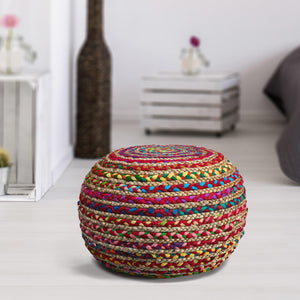 Homeroots 20" Multicolored Jute Ottoman Multi Jute 517948
