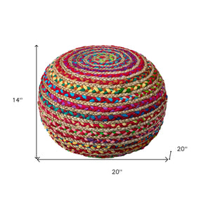 Homeroots 20" Multicolored Jute Ottoman Multi Jute 517948