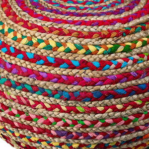 Homeroots 20" Multicolored Jute Ottoman Multi Jute 517948