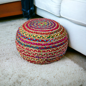 Homeroots 20" Multicolored Jute Ottoman Multi Jute 517948