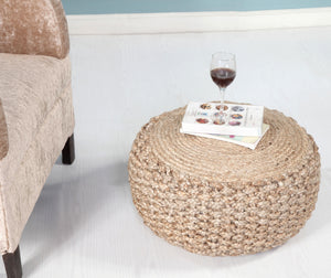 Homeroots 20" Tan Jute Ottoman  Jute 517950