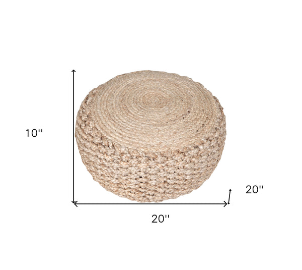 Homeroots 20" Tan Jute Ottoman  Jute 517950