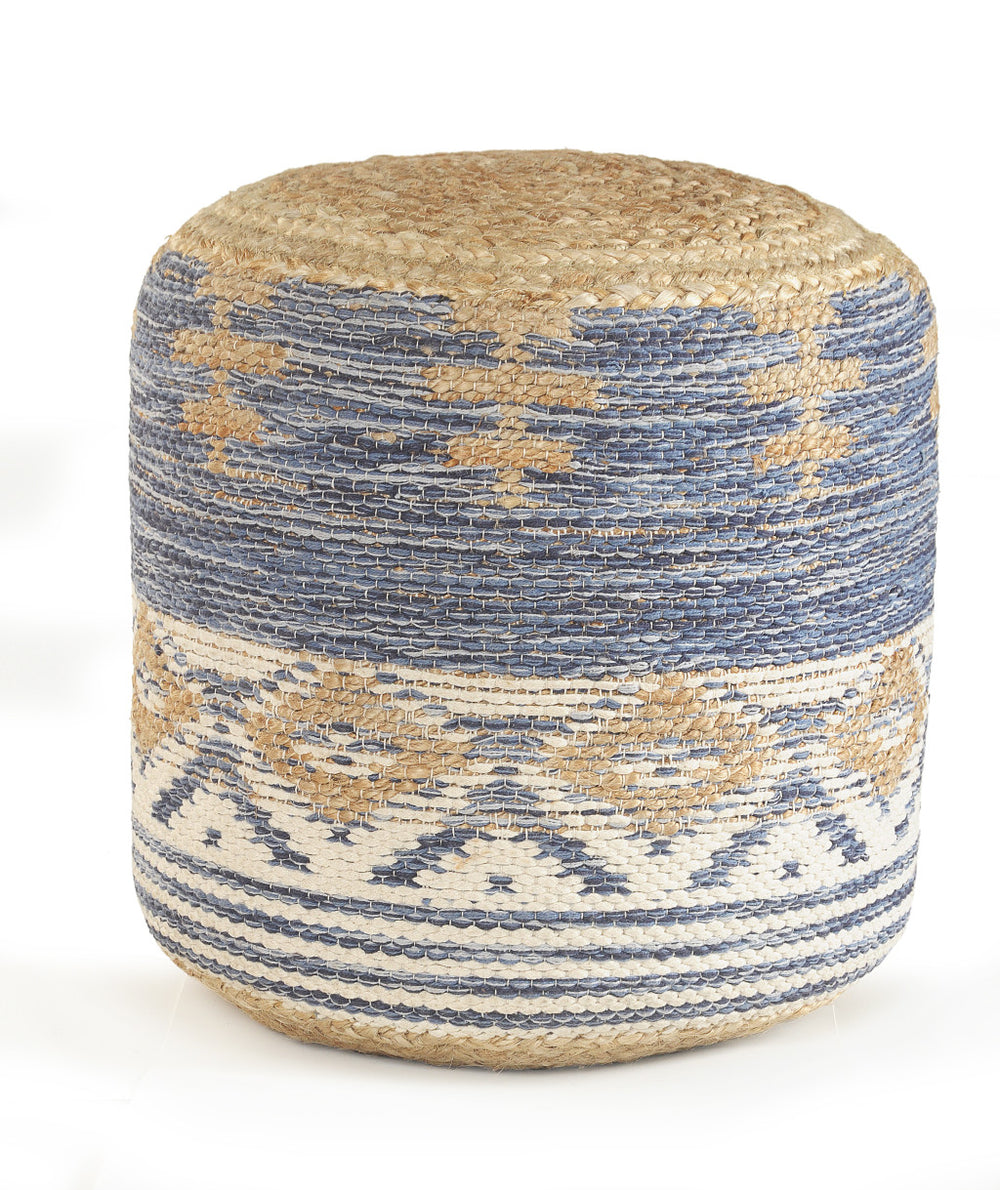 Homeroots 18" Blue Jute Ottoman  Jute 517951