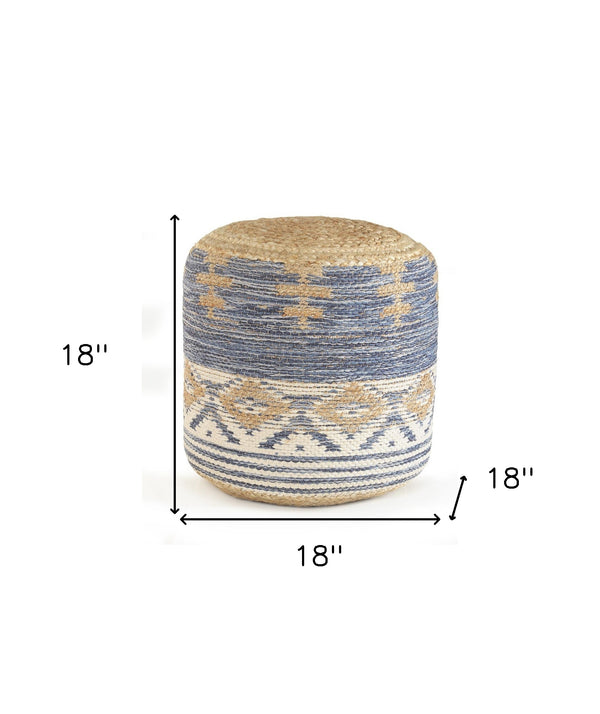 Homeroots 18" Blue Jute Ottoman  Jute 517951