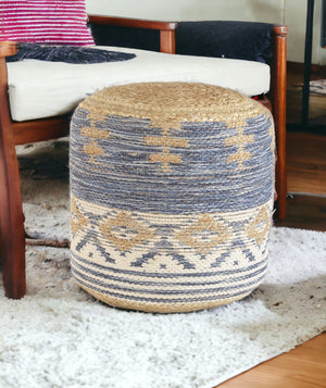Homeroots 18" Blue Jute Ottoman  Jute 517951
