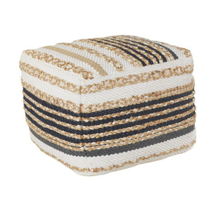 HomeRoots 18" Tan Geometric Pouf Ottoman - Versatile Jute Seating & Footrest for Modern Decor Styles, 300 lbs Capacity 517952