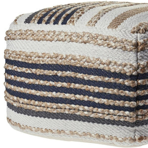 HomeRoots 18" Tan Geometric Pouf Ottoman - Versatile Jute Seating & Footrest for Modern Decor Styles, 300 lbs Capacity 517952