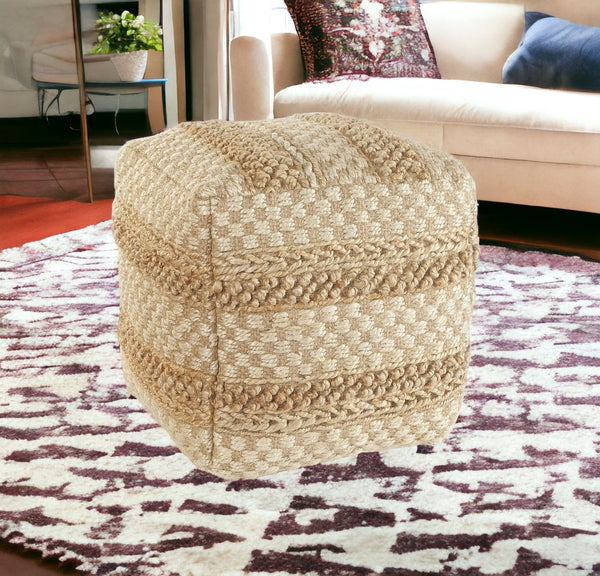 Homeroots 18" Tan Jute Ottoman  Jute 517953