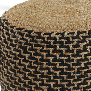 HomeRoots 18" Tan Jute Ottoman - Handwoven Natural Fiber Footrest, Extra Seating, Stylish Multi-Purpose Design 517954