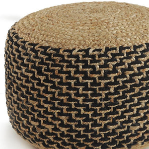 HomeRoots 18" Tan Jute Ottoman - Handwoven Natural Fiber Footrest, Extra Seating, Stylish Multi-Purpose Design 517954