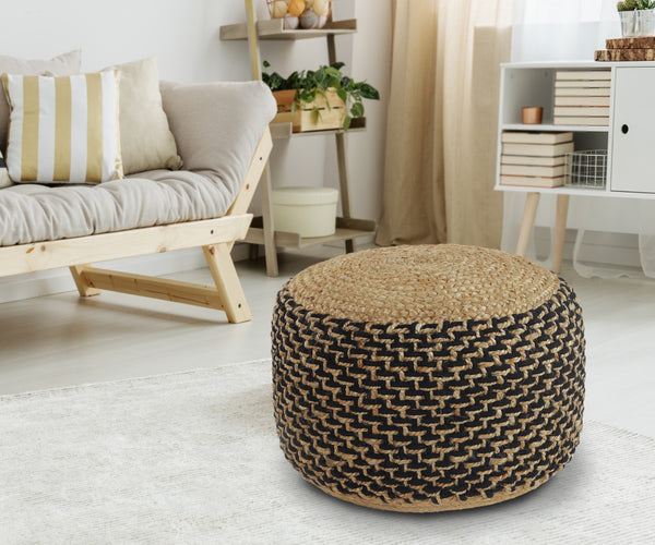 Homeroots 18" Tan Jute Ottoman  Jute 517954