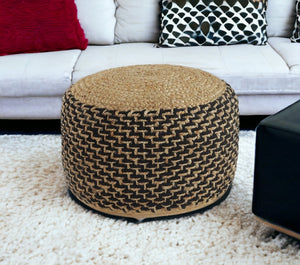 Homeroots 18" Tan Jute Ottoman  Jute 517954