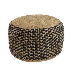 HomeRoots 18" Tan Jute Ottoman - Handwoven Natural Fiber Footrest, Extra Seating, Stylish Multi-Purpose Design 517954