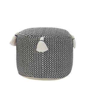 Homeroots 18" Black 100% Cotton Ottoman  Cotton 517955