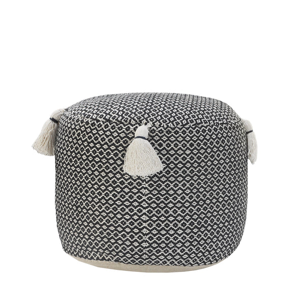 Homeroots 18" Black 100% Cotton Ottoman  Cotton 517955