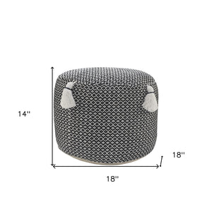 Homeroots 18" Black 100% Cotton Ottoman  Cotton 517955