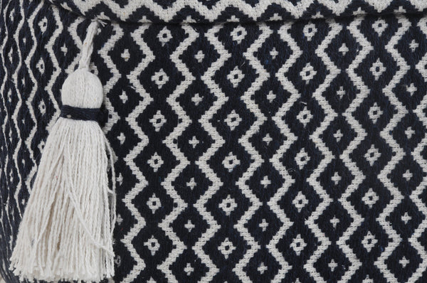 Homeroots 18" Blue 100% Cotton Ottoman  Cotton 517957