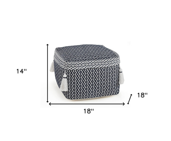 Homeroots 18" Blue 100% Cotton Ottoman  Cotton 517957