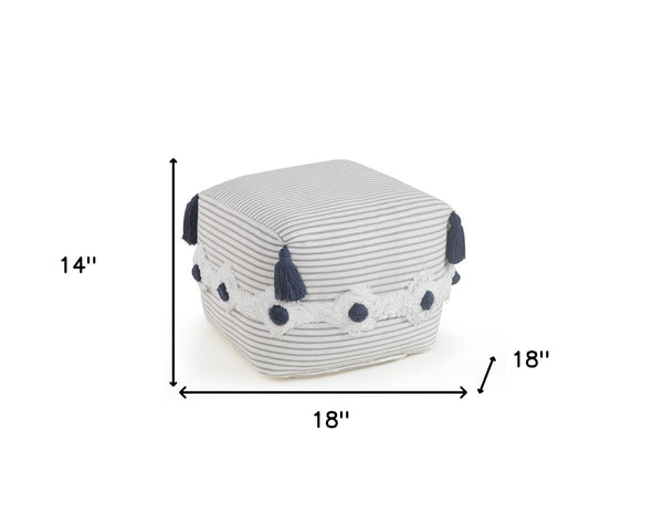 Homeroots 18" Gray 100% Cotton Ottoman  Cotton 517959