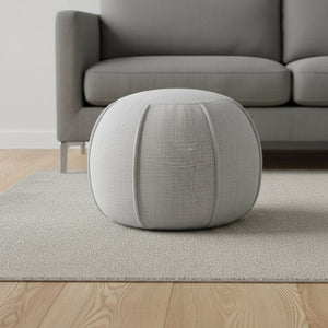 HomeRoots 18" Gray Round Cotton Patchwork Pouf Ottoman - Versatile Footrest, Extra Seat & Stylish Accent for Any Room 517960