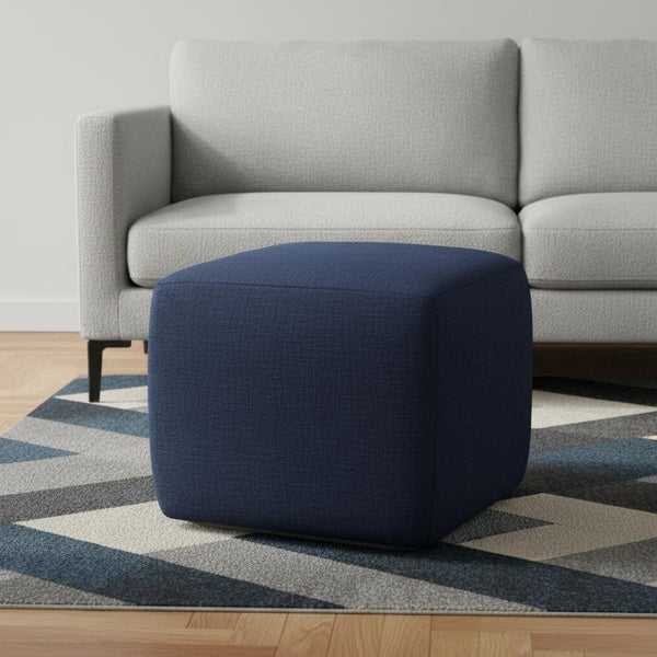 HomeRoots 18" Blue Patchwork Pouf Ottoman - Versatile Cotton Seat & Footrest for Modern Home Decor & Comfort 517961