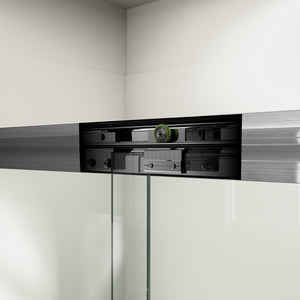 English Elm 56" Frameless Sliding Shower Door Tempered Glass Soft Close Matte Hardware Alcove Fit Brushed Nickel W1920P385322