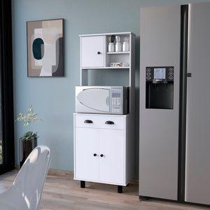 English Elm Tacna Slim Kitchen Pantry Cabinet with Open Shelves Drawer and Two-tone Wengue Finish B128P460142