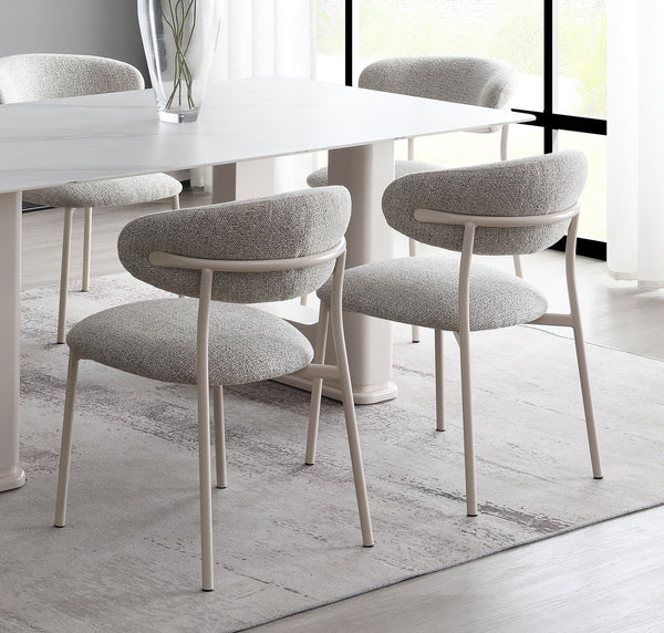 English Elm Modern Luxury Dining Chairs Set of 2 Beige Padded Seat Back Metal Frame Comfortable Stylish Dining Gray+Beige 23 L x 35 W x 22 H B2741P345860