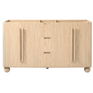 English Elm [cabinet Only] 58 Inch Double Sink Vanity Base Wood Grain Mdf Soft Close Storage N759S425429N