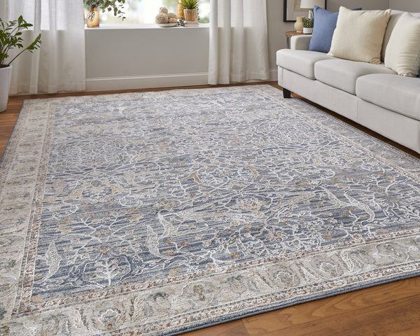 Feizy Rugs Pasha Global Charm Rug - Vibrant Polyester Ikat Design, Soft Low Pile, Stain-resistant & Kid-friendly Blue,Taupe,Ivory Polyester Pas39m4fbluivyh04