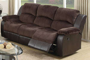 English Elm Motion Sofa Oversized 3-Seat Chocolate Padded Suede & Bonded Leather Reclining Couch, Plush Comfort B011P205234